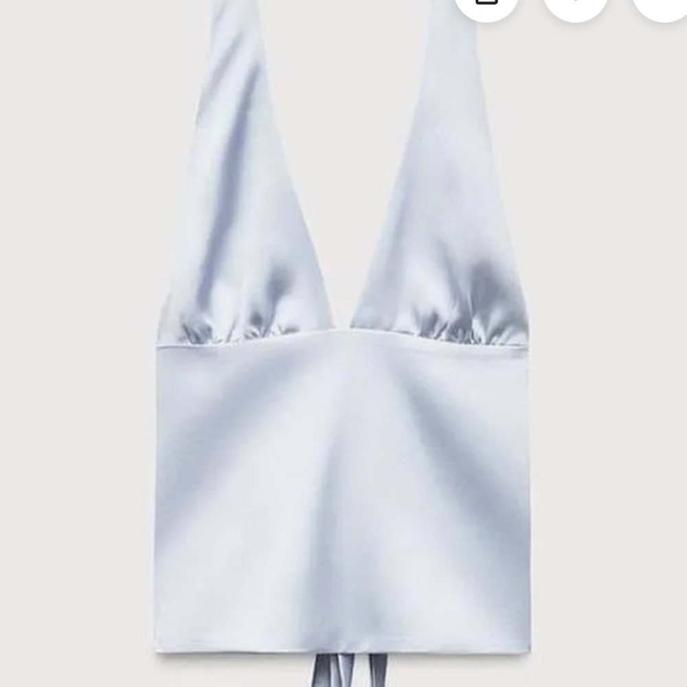 Silky Light Blue Halter Top